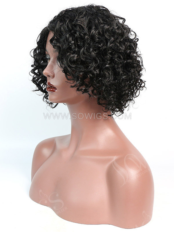 150% Density Lace Front Wig Short Bob Curly Human Hair