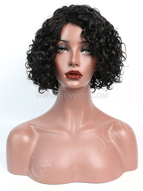 150% Density Lace Front Wig Short Bob Curly Human Hair