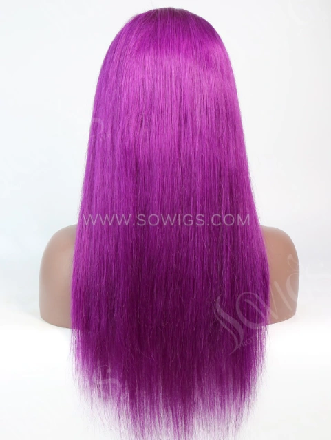 130% Density Lace Front Wig Straight Purple Color Human Hair