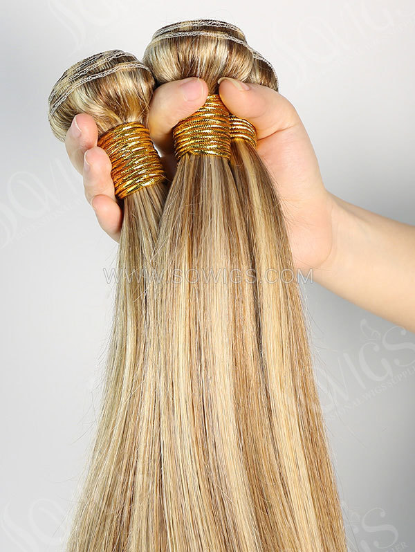 1 Bundle Brazilian #P8/613 Color Straight Human Hair 