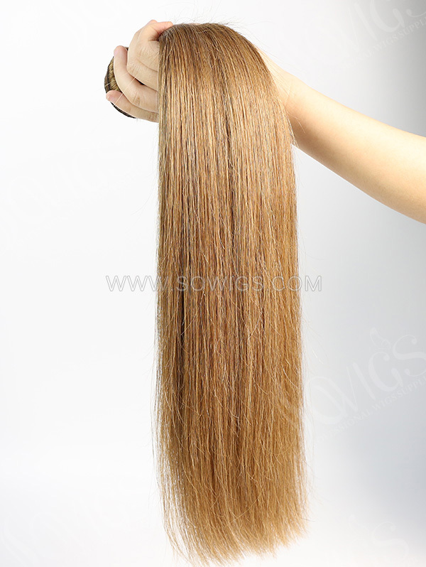 1 Bundle Brazilian #6 Color Straight Human Hair Double Welf Hair Extension