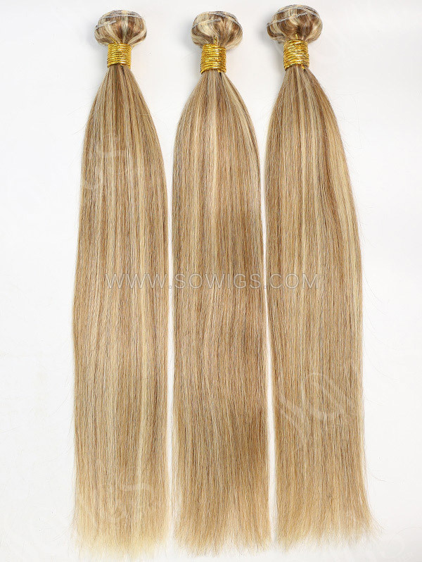 1 Bundle Brazilian #P8/613 Color Straight Human Hair 