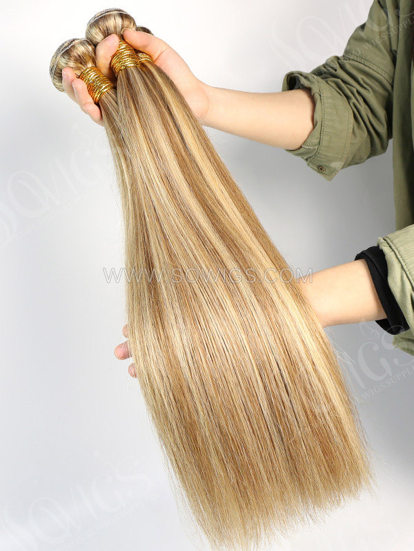 1 Bundle Brazilian #P8/613 Color Straight Human Hair 