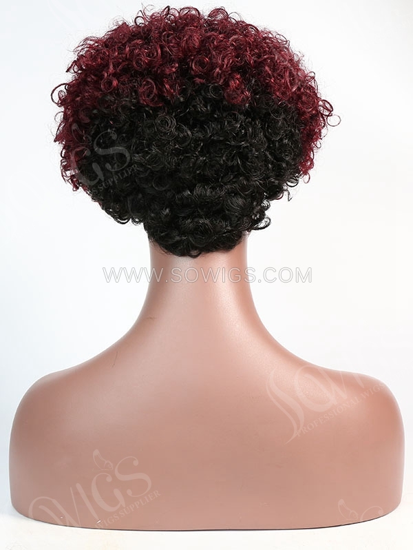 150% Density Lace Front Wig Short Curly 1B/530 Color Human Hair