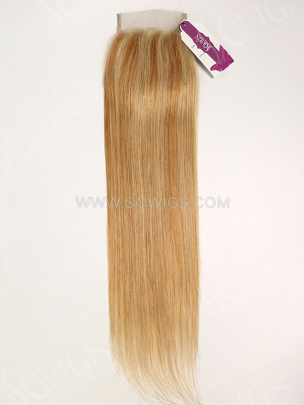 4*4 Lace Closure Brazilian #P10/24 Color Straight Human Hair