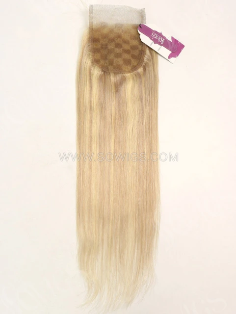 4*4 Lace Closure Brazilian #P18/613 Color Straight Human Hair