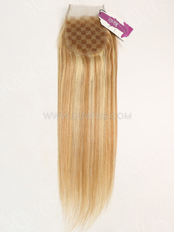 4*4 Lace Closure Brazilian #P10/24 Color Straight Human Hair