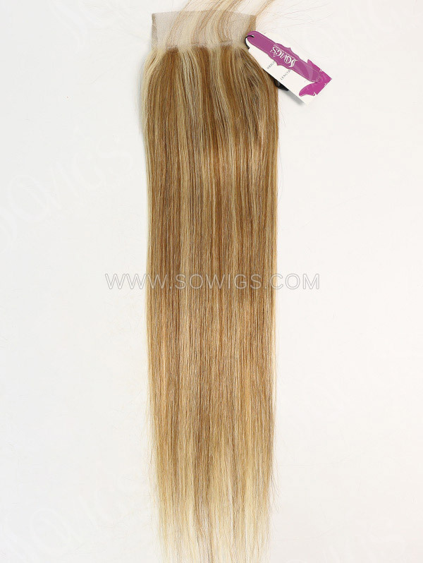 4*4 Lace Closure Brazilian #P8/613 Color Straight Human Hair