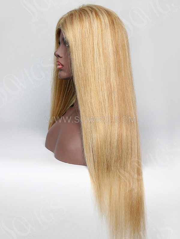 180% Density #P10/24 Color Lace Closure Wig Straight Human Hair