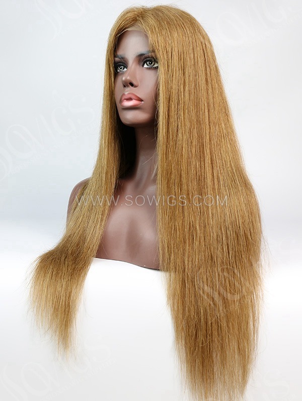 180% Density #8 Color Lace Closure Wig Straight Human Hair