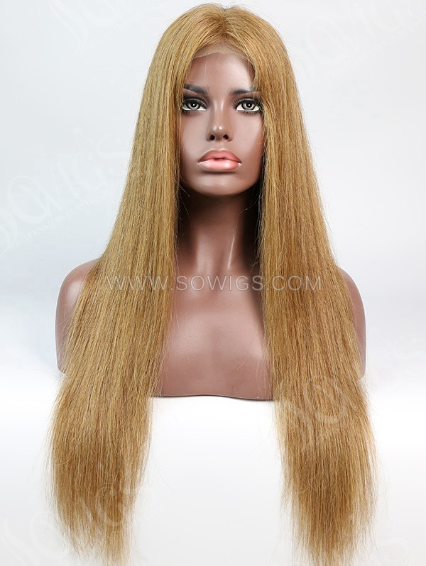 180% Density #8 Color Lace Closure Wig Straight Human Hair