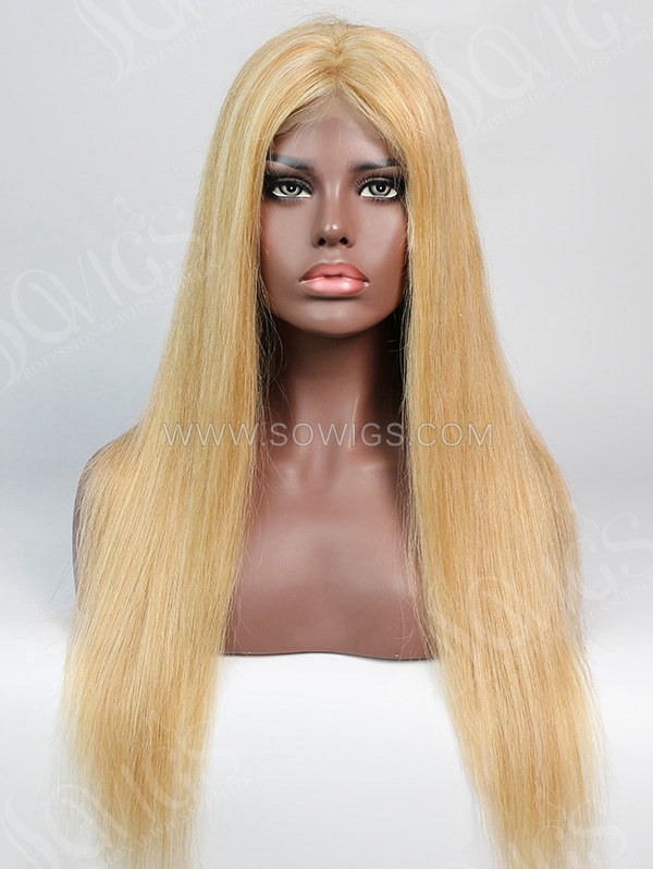 180% Density #P10/24 Color Lace Closure Wig Straight Human Hair