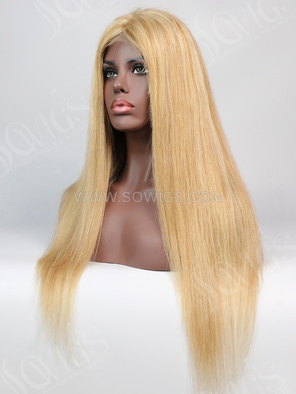 180% Density #P10/24 Color Lace Closure Wig Straight Human Hair