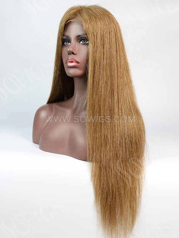 180% Density #8 Color Lace Closure Wig Straight Human Hair