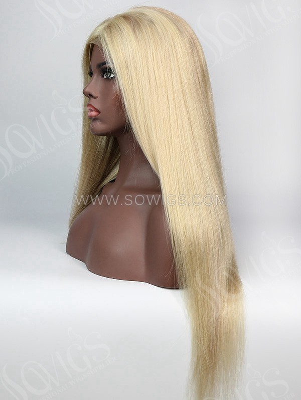 180% Density #P18/613 Color Lace Closure Wig Straight Human Hair