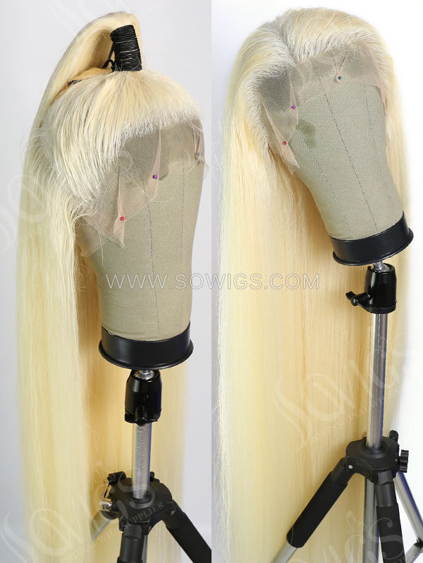 130% Density Color #613 Blonde Full Lace Wigs Straight Hair Virgin Human Hair