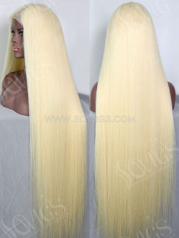 130% Density Color #613 Blonde Full Lace Wigs Straight Hair Virgin Human Hair