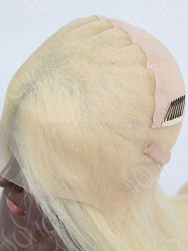 130% Density Color #613 Blonde Full Lace Wigs Straight Hair Virgin Human Hair