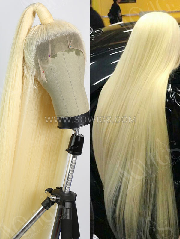 130% Density Color #613 Blonde Full Lace Wigs Straight Hair Virgin Human Hair