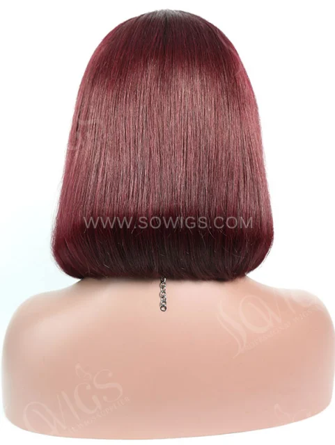 150% Density Lace Front Wig Bob Straight Ombre 1B/99J Color Human Hair