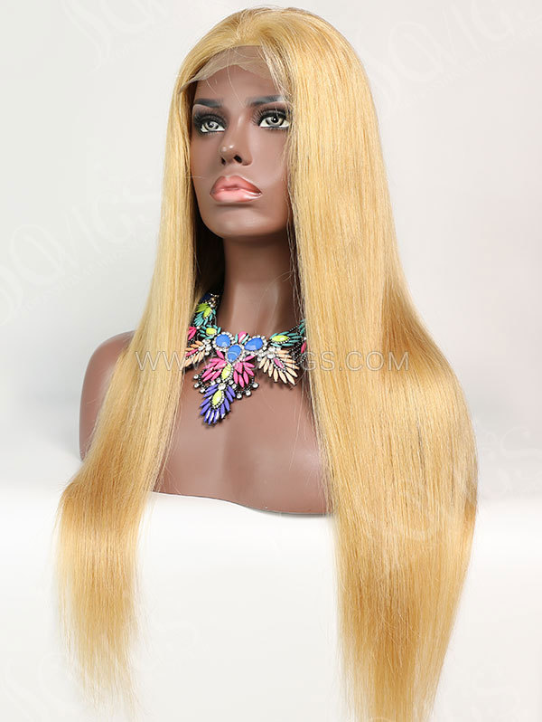 180% Density #520 Color Lace Closure Wig Straight Human Hair