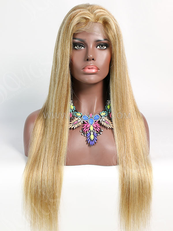 180% Density #P8/613 Color Lace Closure Wig Straight Human Hair