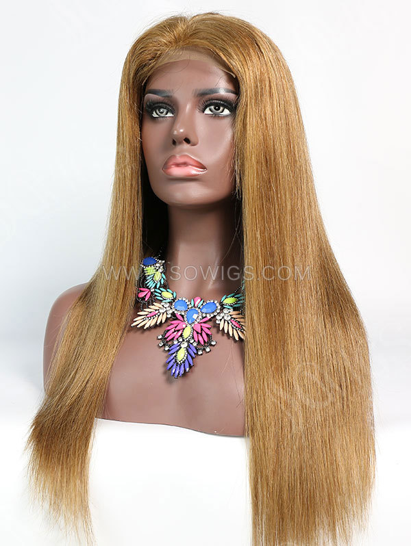 180% Density #6 Color Lace Closure Wig Straight Human Hair