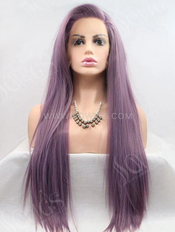 Synthetic Lace Front Wig Straight Lavender Color Hair