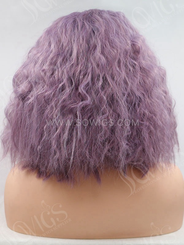 Synthetic Lace Front Wig Bob Wave Lavender Color Hair