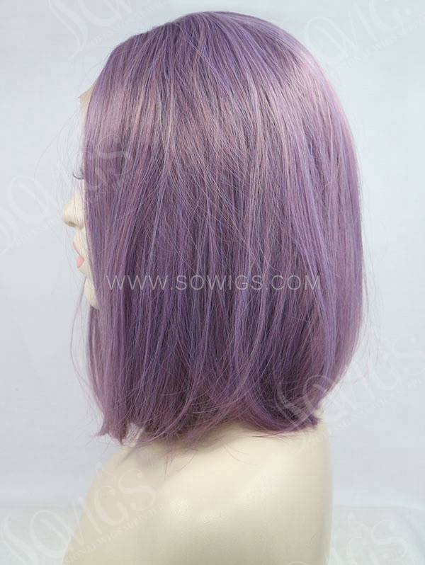Synthetic Lace Front Wig Bob Straight Lavender Color Hair