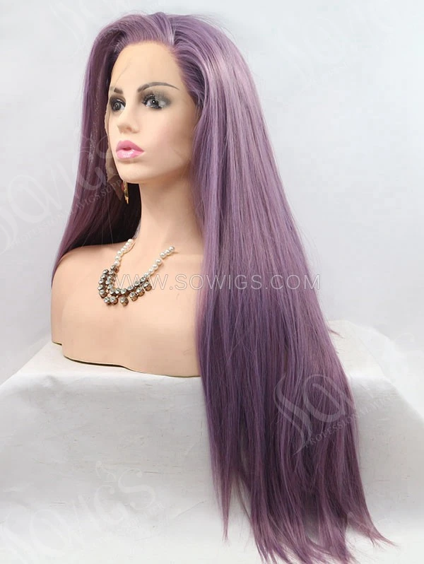 Synthetic Lace Front Wig Straight Lavender Color Hair