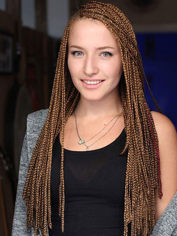 Synthetic Lace Front Wig Brown Color Box Braids Hair