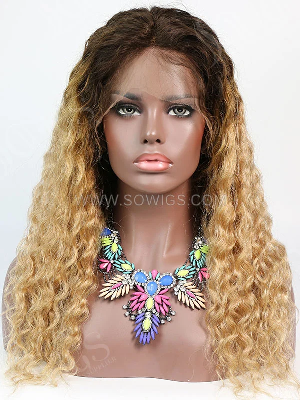 T4/27 Color 130% Density 13*4 Lace Frontal Wigs Deep Wave Virgin Human Hair