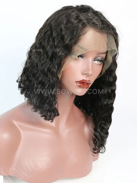 180% Density Lace Front Wig Bob Deep Wave Human Hair