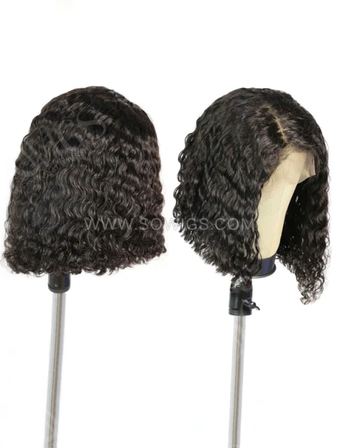 180% Density Lace Front Wig Bob Deep Wave Human Hair