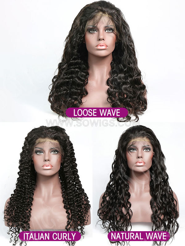 Transparent Lace 130% Density Full Lace Wigs Virgin Human Hair Natural Color