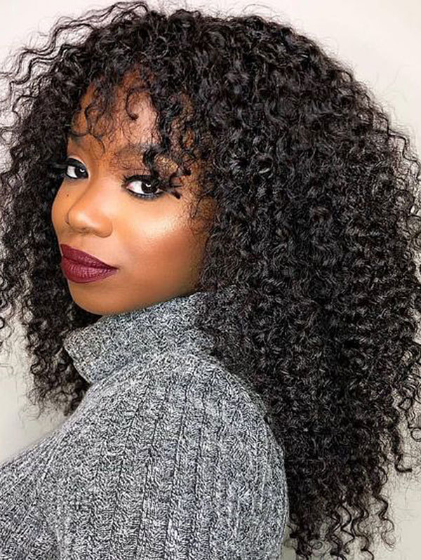 300% Density Machine Made Wig Kinky Curly Human Hair