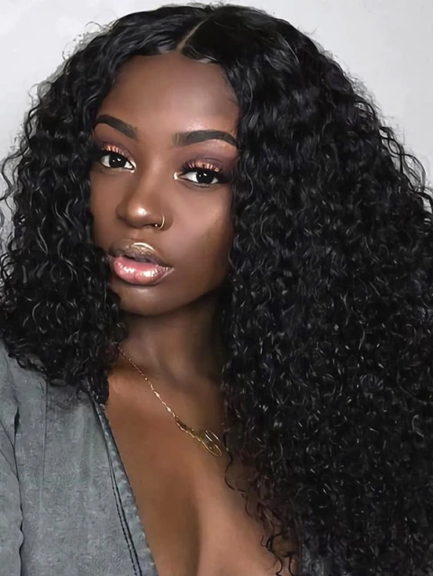 180% Density Full Lace Wigs Deep Curly Virgin Human Hair Natural Color