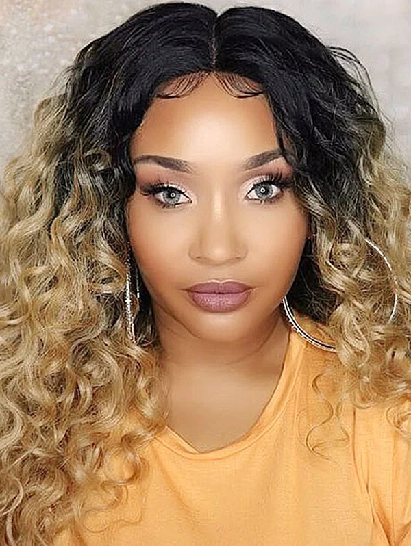 T4/27 Color 130% Density 13*4 Lace Frontal Wigs Deep Wave Virgin Human Hair