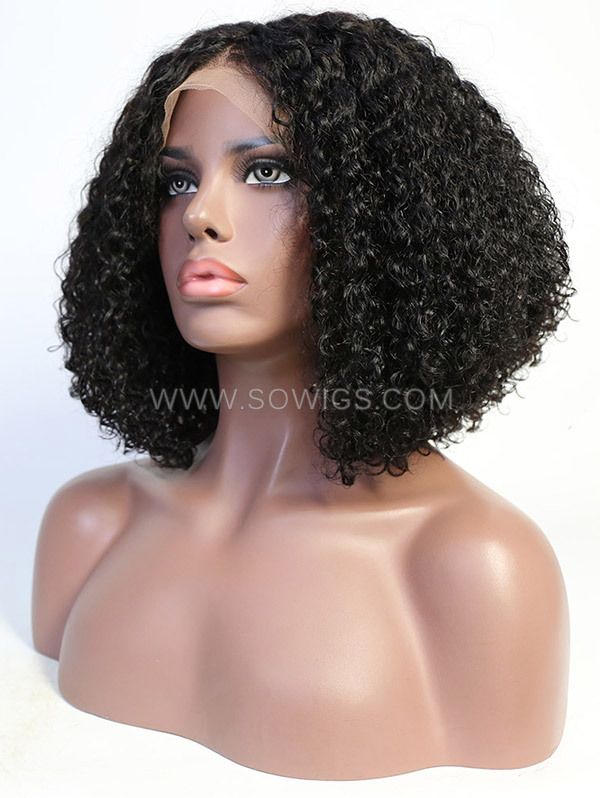 180% Density 13*4 Lace Frontal Wigs Celebrity Small Kinky Curly Human Hair Natural Color