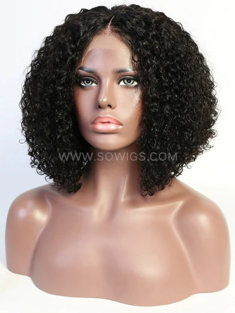 180% Density 13*4 Lace Frontal Wigs Celebrity Small Kinky Curly Human Hair Natural Color