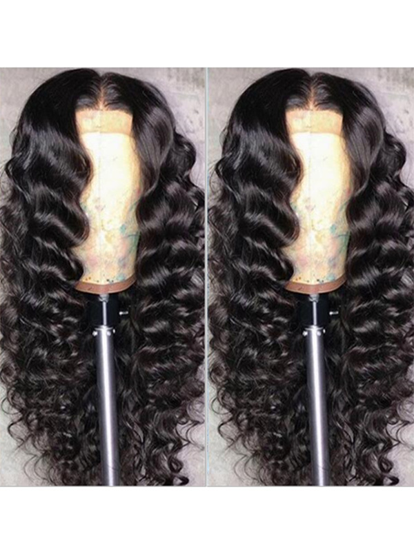 Loose Curls Style Natural Color Human Hair Wig With 7 Days To Customize