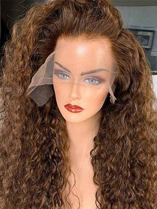 Curl Style Clay Brown Color Human Hair Wig With 7 Days To Customize A7