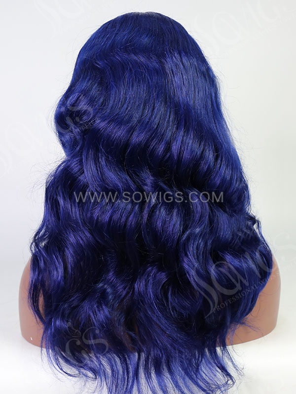 Wave Style Dark Blue Color Human Hair Wig With 7 Days To Customize A22