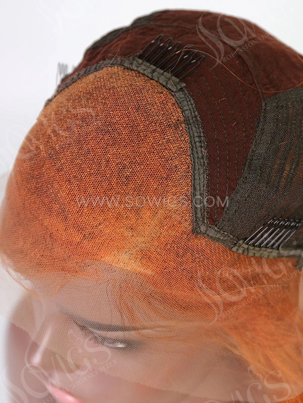 Wavy Style Medium Orange Color Human Hair Wig With 7 Days To Customize A15