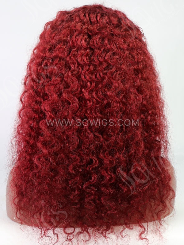 Wave Style Ruby Red Color Human Hair Wig With 7 Days To Customize A2