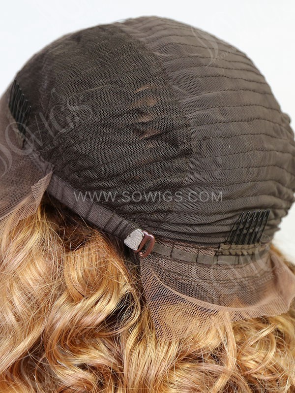 Wave Style Ombre Beige Color Human Hair Wig With 7 Days To Customize A3