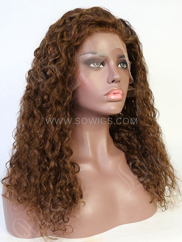 Curl Style Clay Brown Color Human Hair Wig With 7 Days To Customize A7