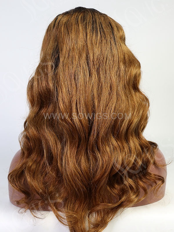 Wave Style Ombre Clay Brown Color Human Hair Wig With 7 Days To Customize A20
