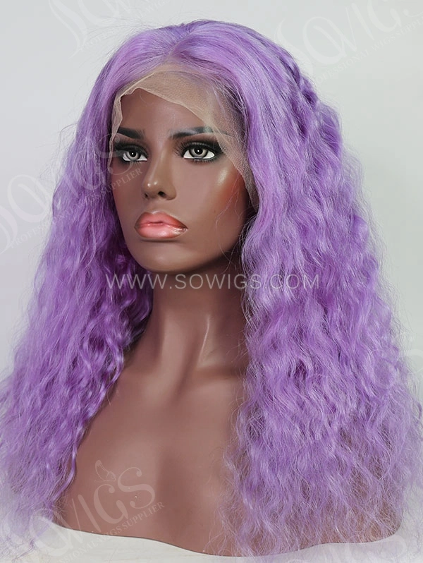 Wave Style Lilac Color Human Hair Wig With 7 Days To Customize A19